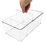 Arctic clear plastic storage bins with dividers – L265mm (2 pack)